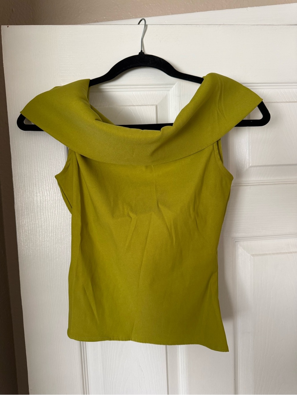 Zara Olive Green Off-Shoulder Cowl Neck top